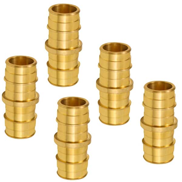PLUMBFLEX 3/8 in. 90° PEX A Expansion Pex Coupling, Lead Free Brass for Use in Pex A-Tubing (Pack of 5)