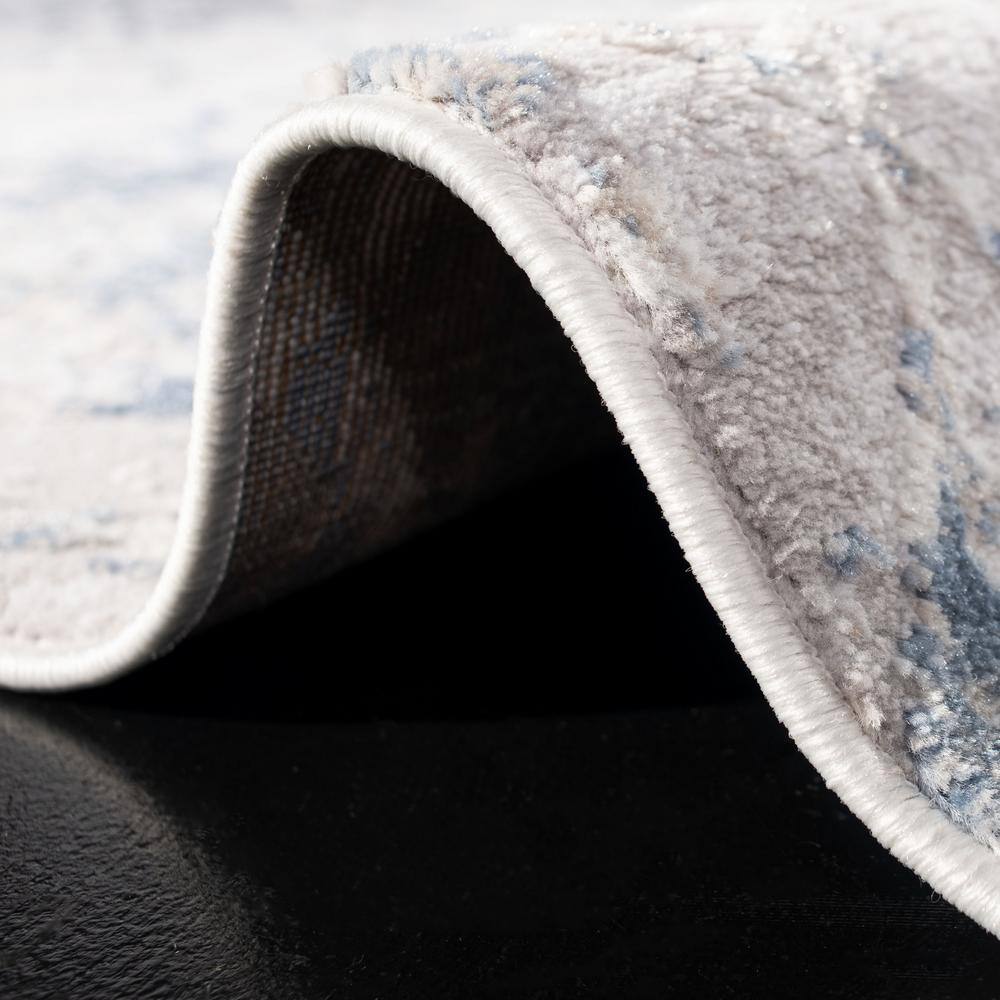 Reversible Light Grey/Blue Synthetic Easy Care Area Rug, 74"x28"