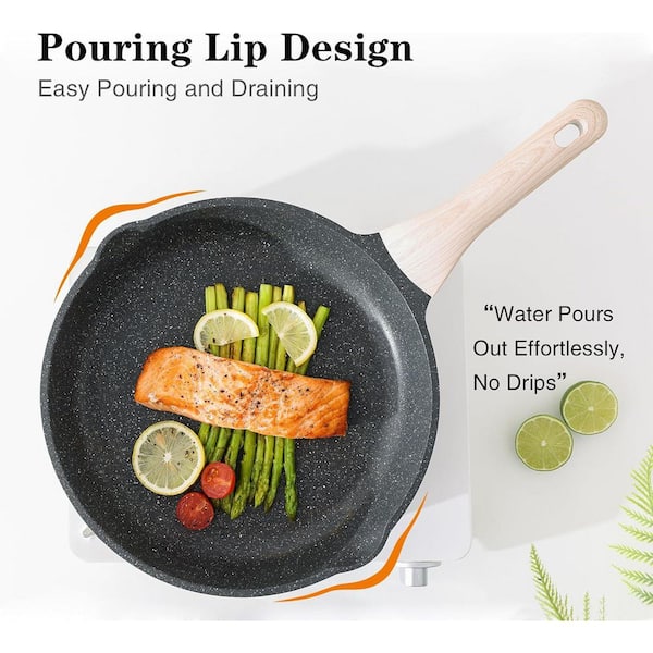 Anqtovp 3 qt Nonstick Saute Pan Set with Lid Healthy Induction