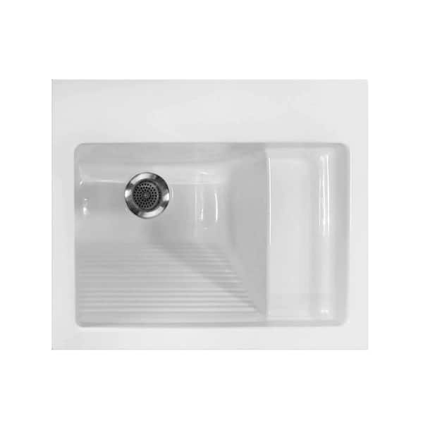 MUSTEE 22 in. x 25 in. x 13.75 in. Molded Fiberglass Drop in Utility Sink  in White 10 - The Home Depot