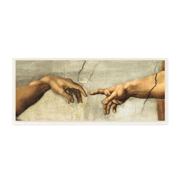 Stupell Industries Hands of The Creation Of Adam Religious Painting by Michelangelo Unframed Print Religious Wall Art 7 in. x 17 in.