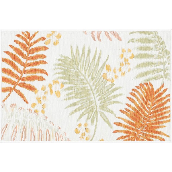 Flora Orange 2 ft. x 3 ft. Floral Indoor/Outdoor Area Rug