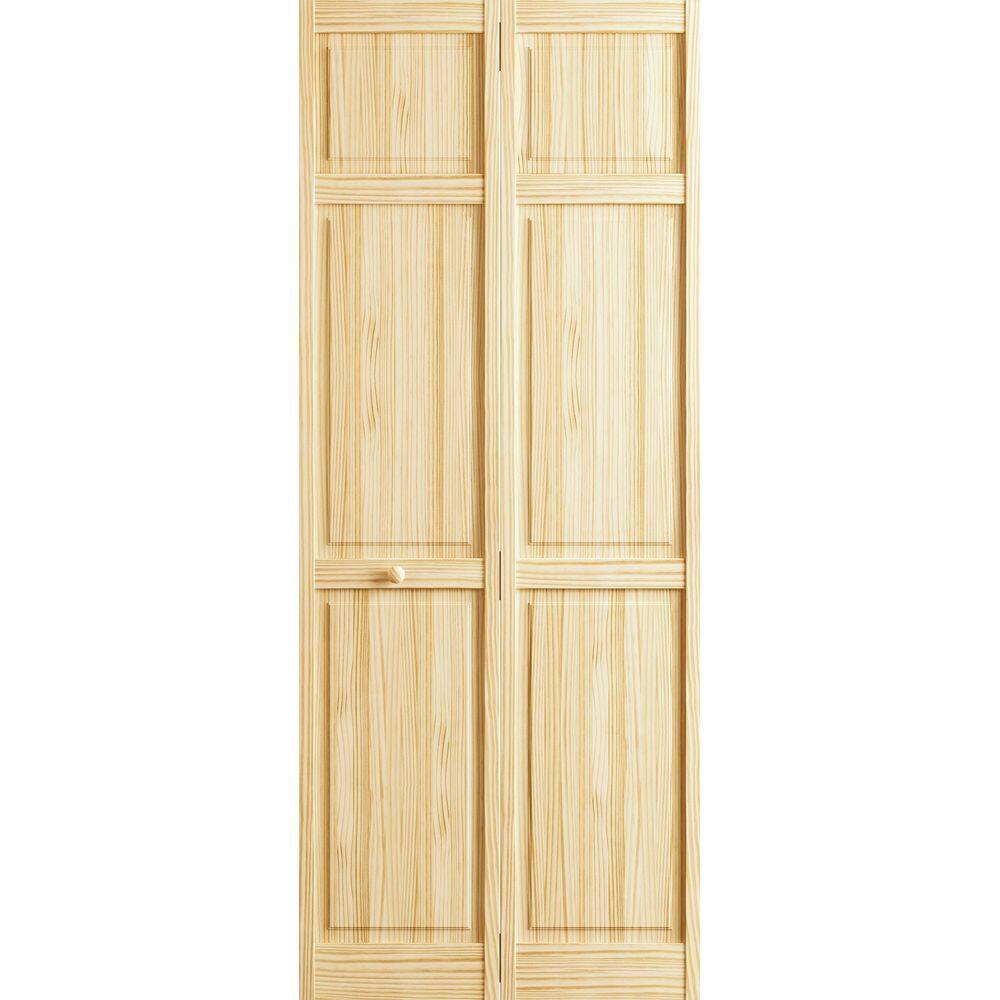 32 in. x 80 in. Colonial 6-Panel Solid Wood Pine Wood Bi-Fold Door with Hardware price history on PriceWatchPro