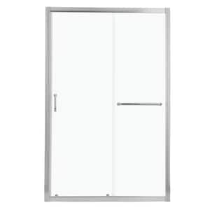 48 in. W x 72 in. H Single Sliding Semi Frameless Shower Door/Enclosure in Chrome with Clear Glass