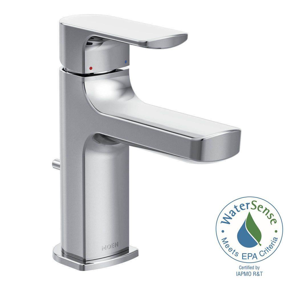 Chrome Single Handle Modern Bathroom Faucet with Drain Assembly
