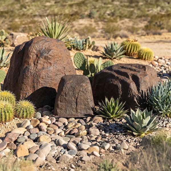 Sunnydaze 3-Piece Faux Landscape Rock Set - Brown DG-237-COMBO