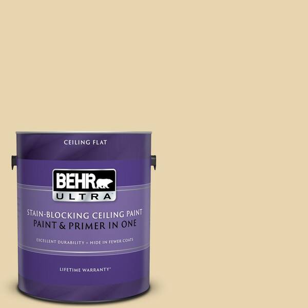 BEHR ULTRA 1 gal. #UL180-11 Lemon Drop Ceiling Flat Interior Paint and Primer in One