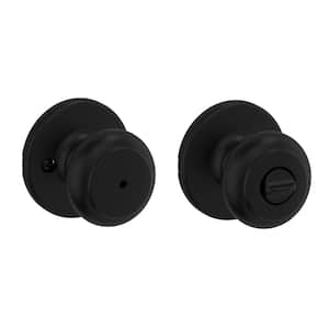 Cove Matte Black Privacy Door Knob with Lock for Bedroom or Bathroom featuring Microban Technology