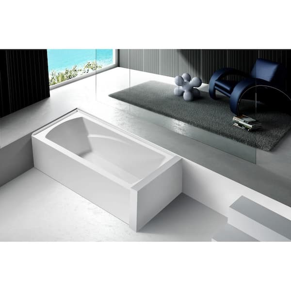 Oriel 60 in. Acrylic Right Drain Rectangular Apron Front Bathtub in White