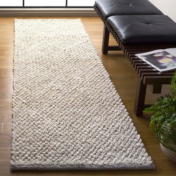 Natural Fiber 2 ft. x 8 ft. Bleach/Ivory Solid Color Runner Rug
