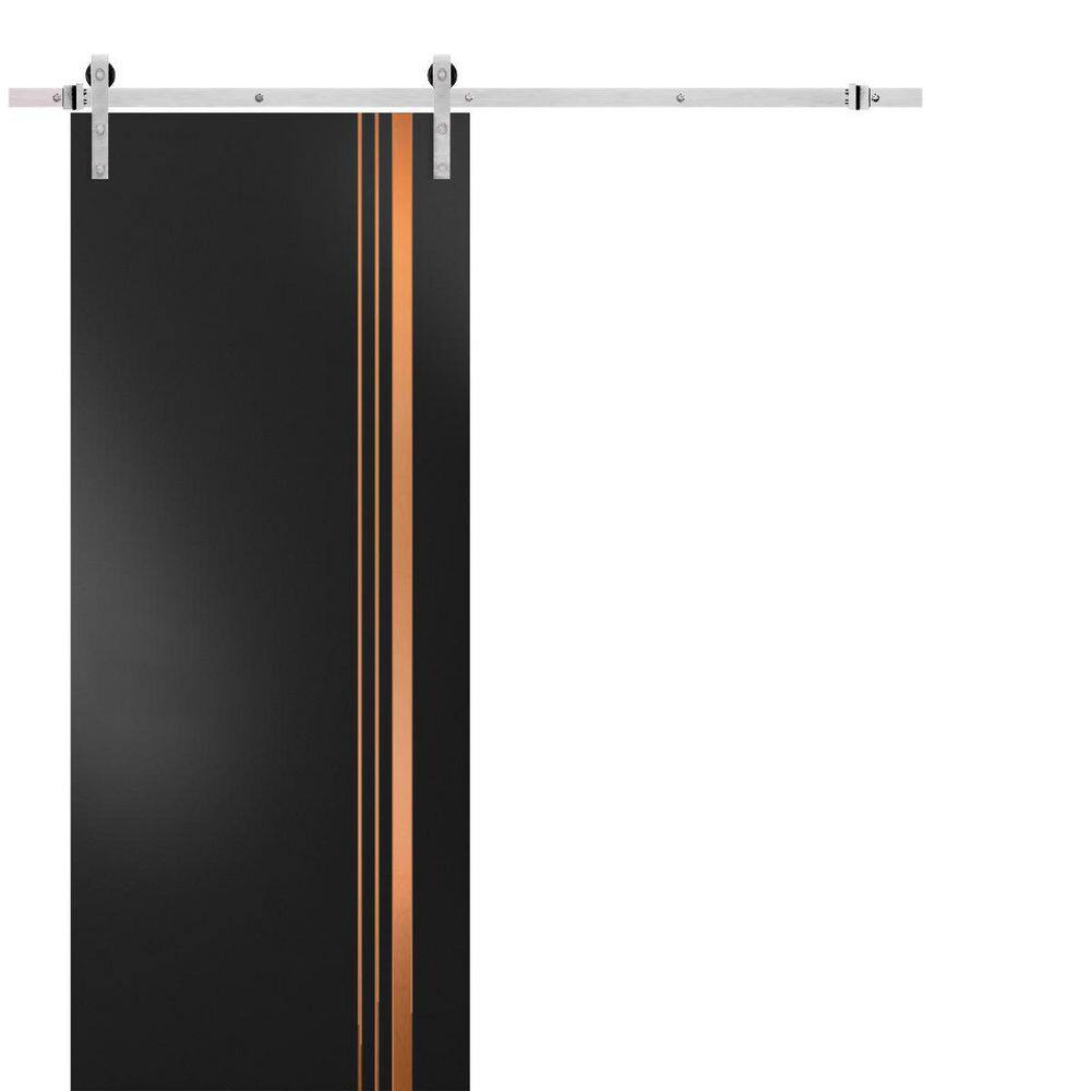 Assembly Required 28 in. x 80 in. 1-Panel Black Matte Solid Wood with Honeycomb Sliding Barn Door with Hardware Kit price history on PriceWatchPro