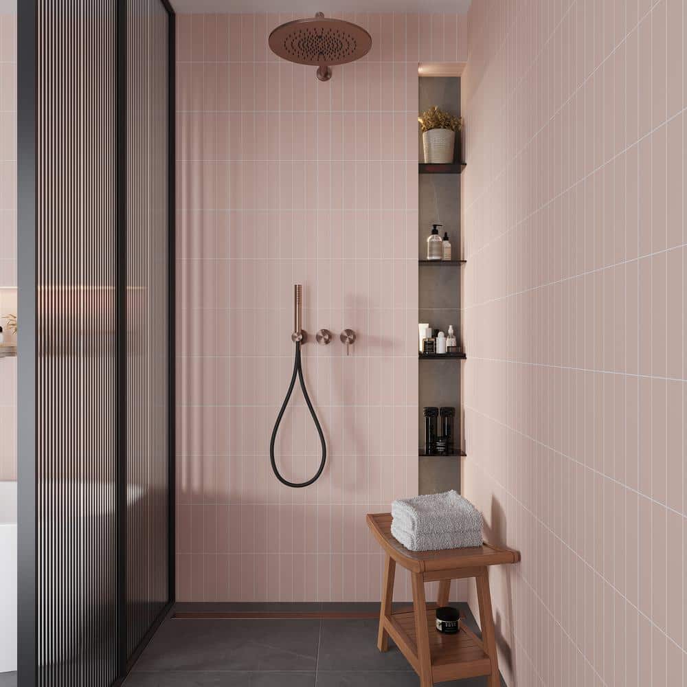 Matte Pink Ceramic Subway Tile 2" x 8"