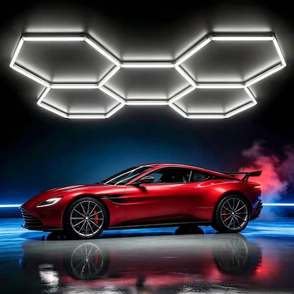 Bieuoram Hexagon Garage LED Light 5 Grids 7.92 ft 144-Watt 17280