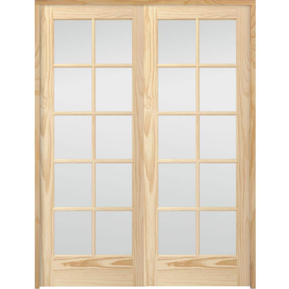 Steves & Sons 60 in. x 80 in. 10-Lite French Unfinished Pine Solid Core  Wood Double Prehung Interior Door with Bronze Hinges X64N2NNNLLLHB - The  Home 