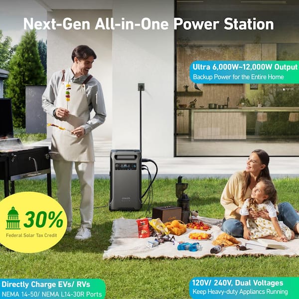 Anker SOLIX B179011K F3800 - 3840Wh Portable Power Station w/ 3840Wh  Expansion Battery & Manual Transfer Switch