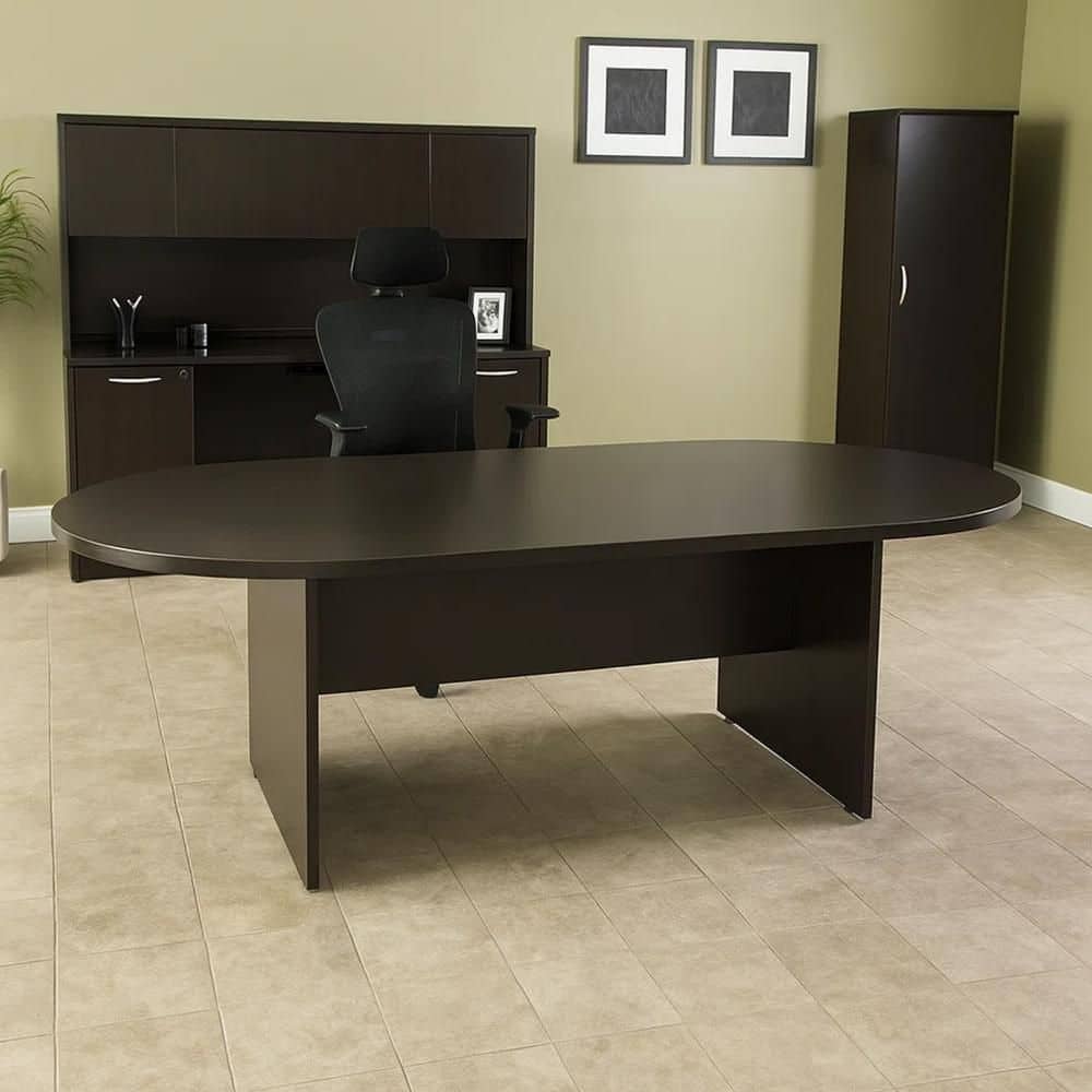 Mike 35 in. Oval Mocha Brown Wood Office Desk