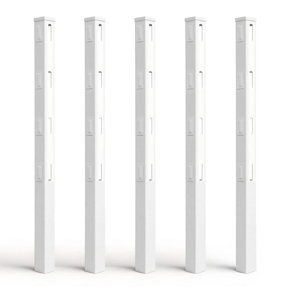 5 in. x 5 in. x 7 ft. White Vinyl Universal Fence Post with Cap and Hole Covers (5-Pack) price history on PriceWatchPro
