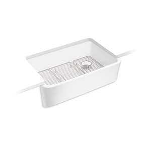 Ironridge 34 in. Undermount Single Bowl White Cast Iron Kitchen Sink