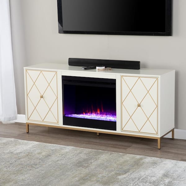 Marradi 58 in. Freestanding Electric Fireplace in White