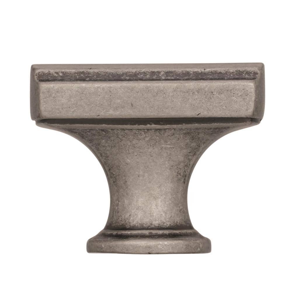 Aged Pewter Rectangular Transitional Cabinet Knob