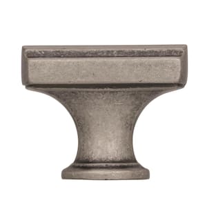 Highland Ridge 1-3/8 in (35 mm) Length Aged Pewter Square Cabinet Knob