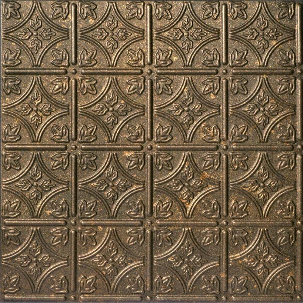 Emma's Flowers Rusted Steel Glue-Up Polystyrene Ceiling Tile