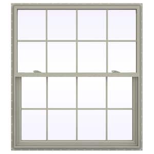 47.5 in. x 41.5 in. V-2500 Series Desert Sand Vinyl Single Hung Window with Colonial Grids/Grilles