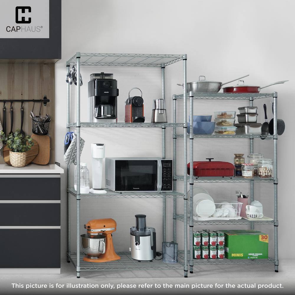 Black 5-Tier Adjustable Metal Wire Shelving Unit with Wheels