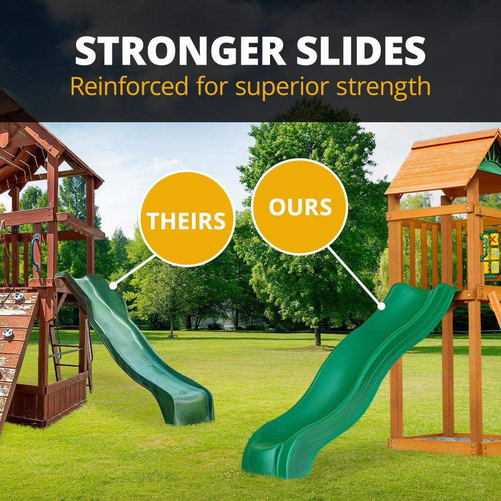 Sun Palace II Redwood Cedar Playground Set with Slide and Swings