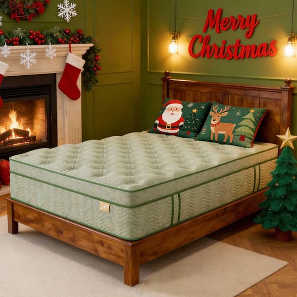 Queen Medium Firm 14 in. Hybrid Gel Memory Foam Euro Top Mattress, Motion Isolation and Bed-in-a-Box Mattress﻿