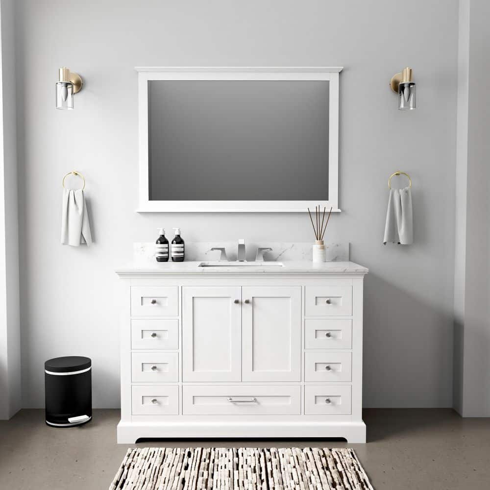 Dukes 48 in. W x 22 in. D White Single Bath Vanity without Top and 46 in. Mirror price history on PriceWatchPro