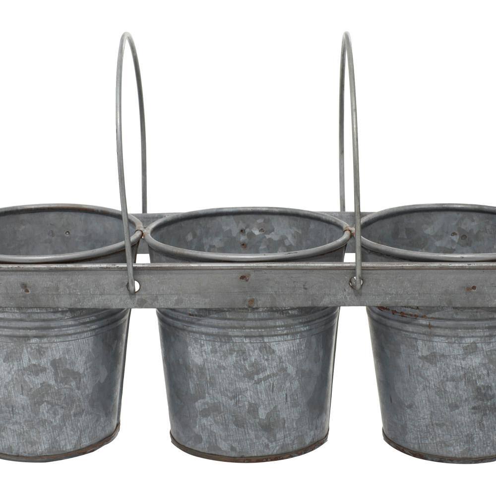 23" Gray Iron 5-Pail Farmhouse Planter with Arched Handles