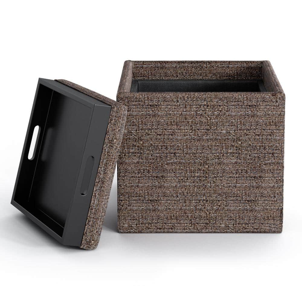 Mink Brown Square Faux Leather Storage Ottoman