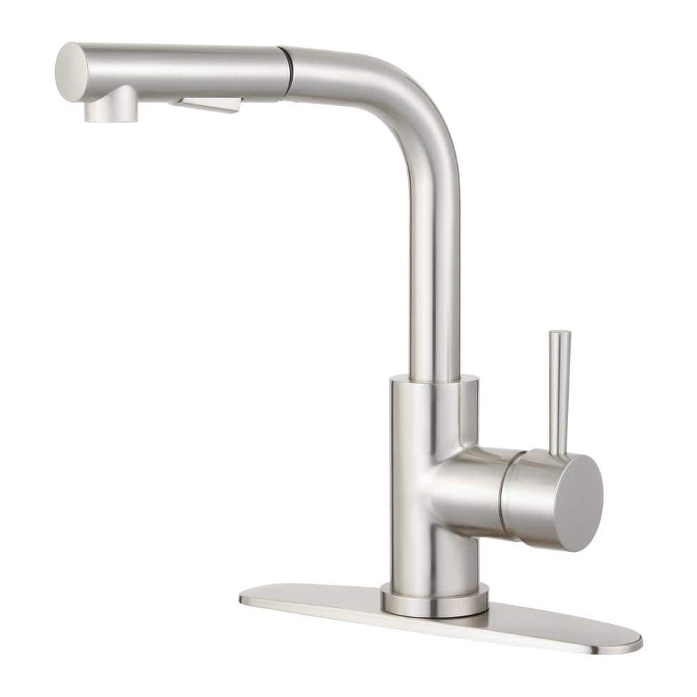 Kingston Brass Concord Single Handle Pull Out Sprayer Kitchen Faucet In Brushed Nickel Hls2718dl 7395