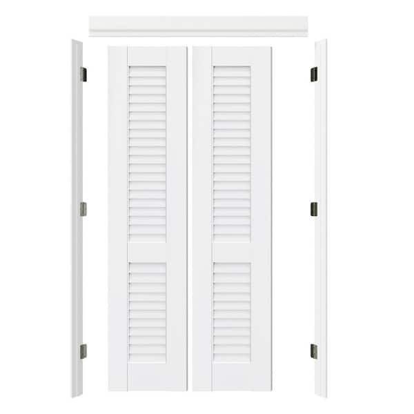 もりもり36フナモコ ガラス【幅74.3×180cm】 ホワイトウッド TENONER 36 in. x 80 in. Ventilated Full Louvered Primed Wood