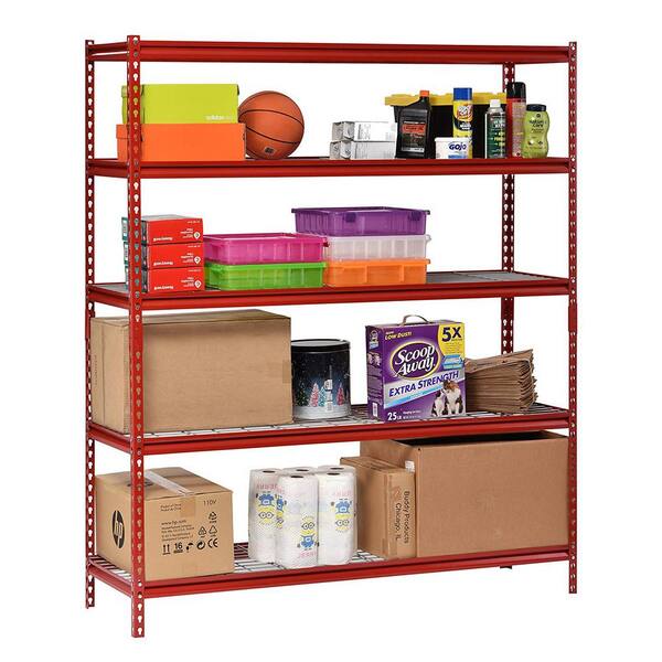 Handymate 5 Tier Garage Storage Shelves Shed Racking Shelving Warehouse Red 