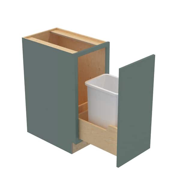 Hargrove 18 in. W x 24 in. D x 34.5 in. H Assembled Plywood Trash Can Kitchen Cabinet in Verdant Green with Soft Close