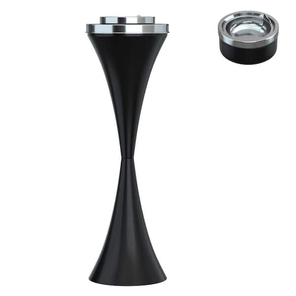23.6 in. H Stainless Steel Floor Standing Ashtray, Outdoor Self-Cleaning Detachable Cigar Container, Black