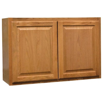 oak hampton medium kitchen cabinet bay cabinets assembled 5x12 36x23 bridge mo homedepot