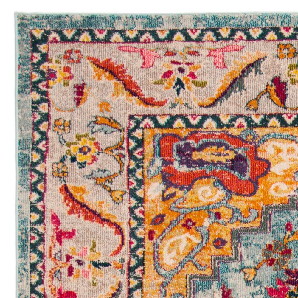 Turquoise and Beige Medallion 9' x 12' Synthetic Area Rug
