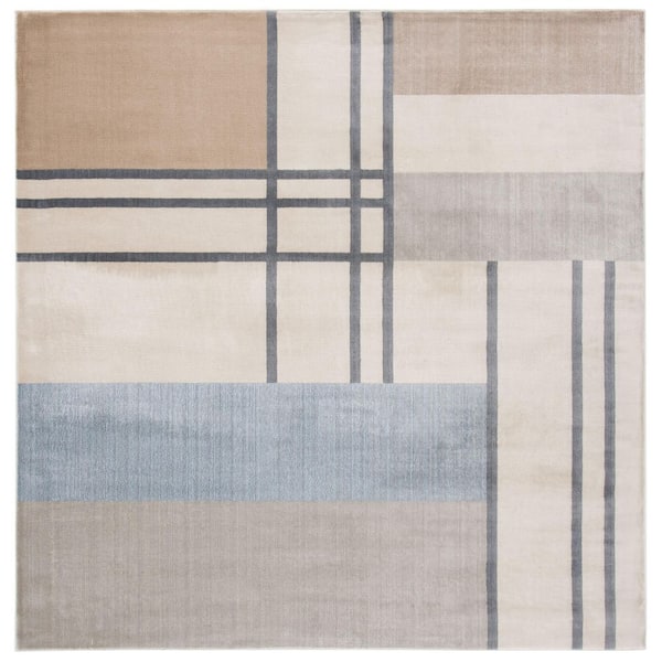 Orwell 7 ft. x 7 ft. Ivory/Taupe Abstract Geometric Square Area Rug
