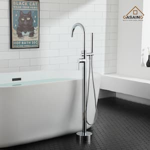 Single-Handle Floor Mounted Claw Foot Freestanding Tub Faucet in Chrome