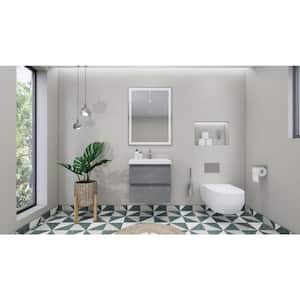 Bohemia 24 in. W Bath Vanity in Cement Gray with Reinforced Acrylic Vanity Top in White with White Basin