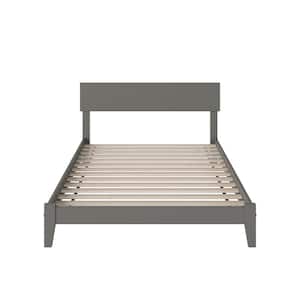 Orlando Grey Full Solid Wood Frame Low Profile Platform Bed with Attachable USB Device Charger