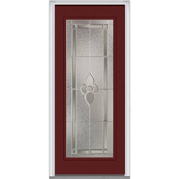 MMI Door 36 in. x 80 in. Master Nouveau Left-Hand Inswing Full Lite Decorative Painted Steel Prehung Front Door