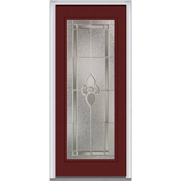 MMI Door 32 in. x 80 in. Master Nouveau Right-Hand Inswing Full Lite Decorative Painted Steel Prehung Front Door