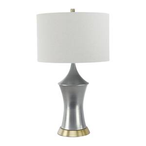 26.5 in. Gray Metal Table Lamp with Linen Shade