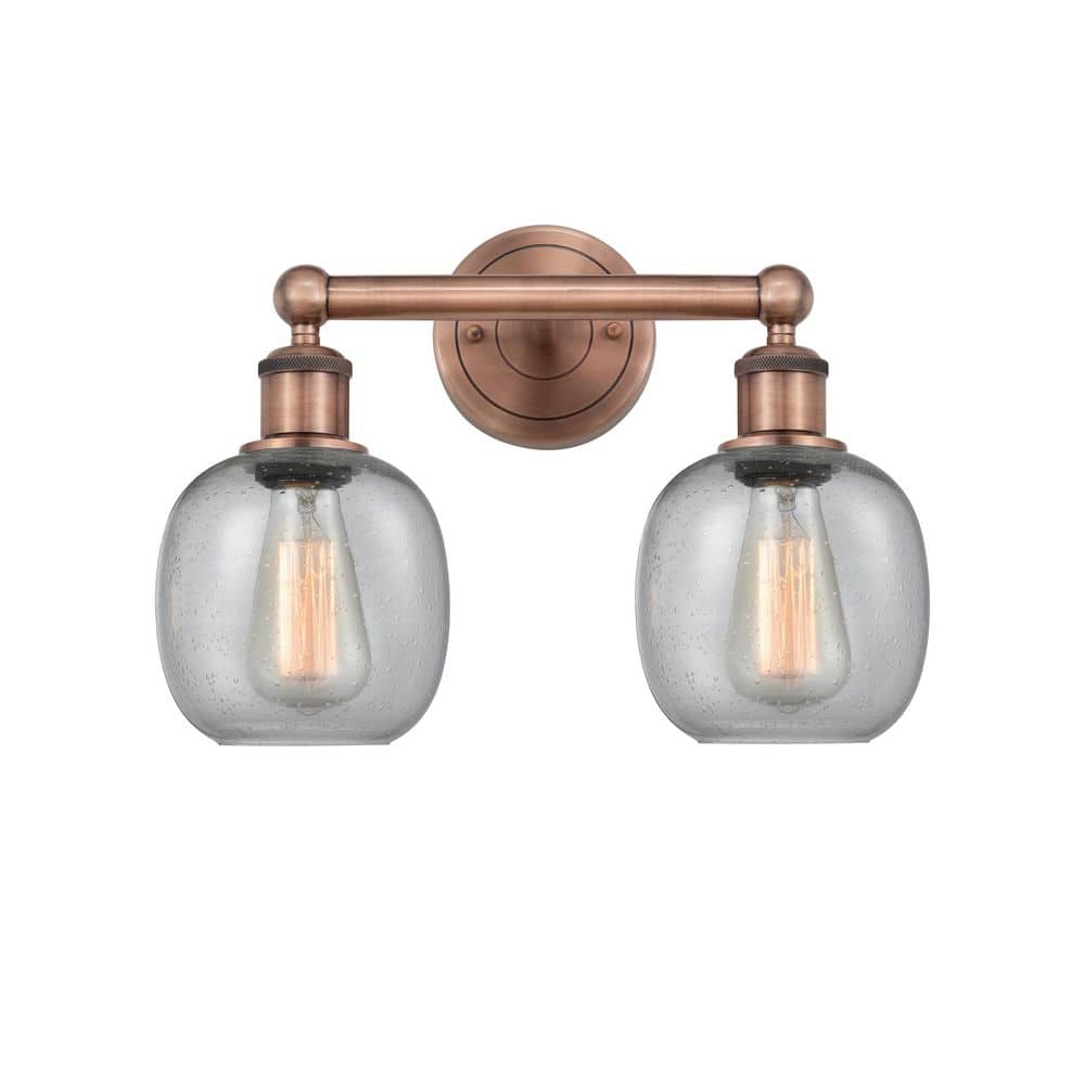 Belfast 15 in. 2-Light Antique Copper Vanity Light with Glass Shade price history on PriceWatchPro