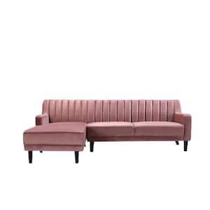Sonia 2 Piece Rose Velvet 3 Seats Left Facing Sectional Sofa with Removable Cushions