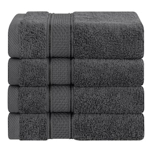 , Salem Luxury 4-Pack Dark Gray Washcloth Set, 100% Turkish Combed Cotton, 13 in. x 13 in. Washcloths